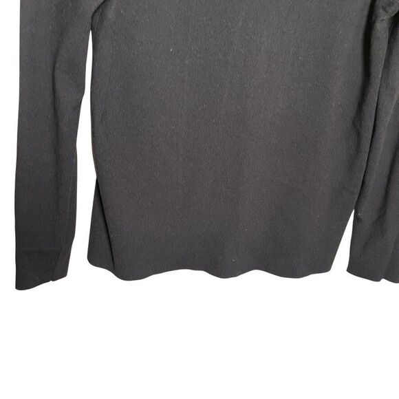 MM Lafleur T-Shirt Women's Medium Rib Knit Long Sleeve Minimal Black Top - Picture 3 of 9